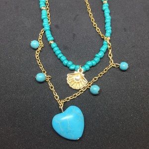 Faux turquoise layered necklace